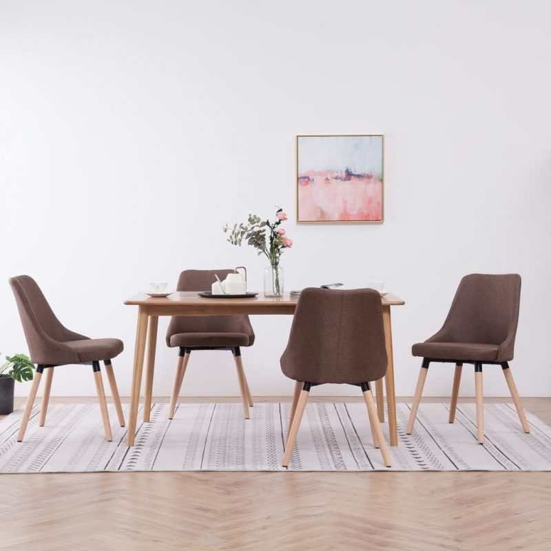 Meubles en bois: créez votre propre déclaration de style 2 Lot de chaises de salle à manger 4 pièces en tissu marron