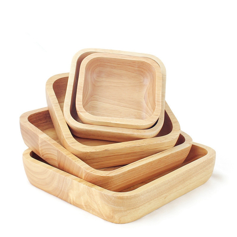 Assiette carrée en bois éco IKIRO – Élégance artisanale Assiette carrée en bois éco IKIRO – Élégance artisanale