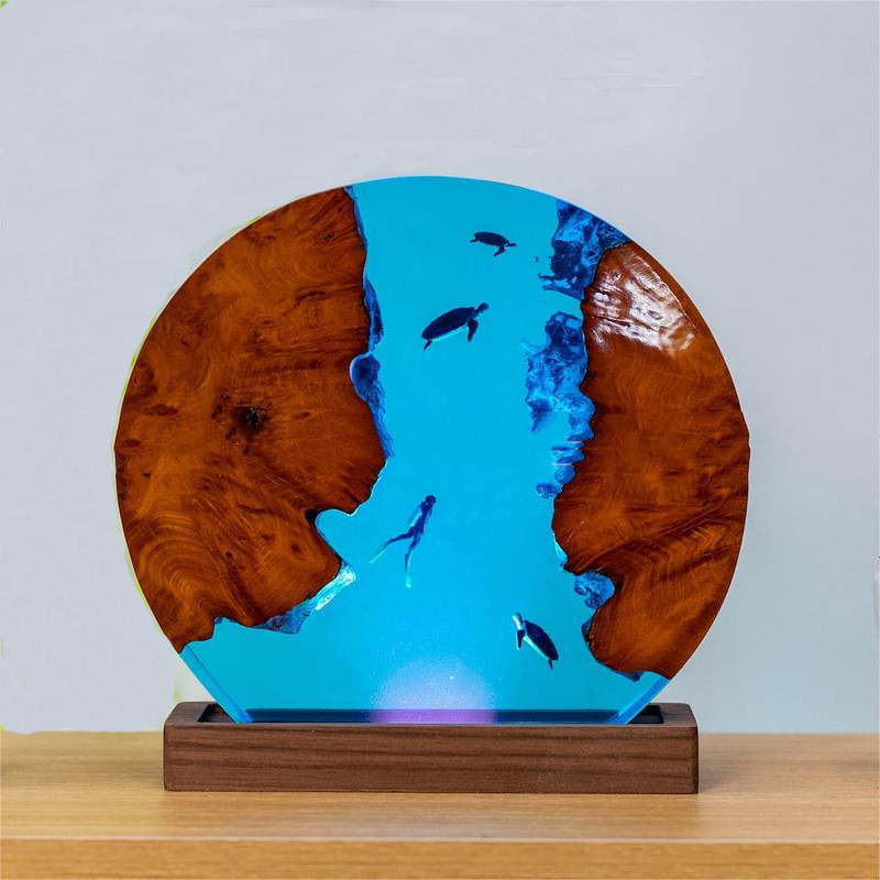 Lampe Résine Époxy Tortue áber – Design nordique et naturel Lampe Résine Époxy Tortue áber – Design nordique et naturel