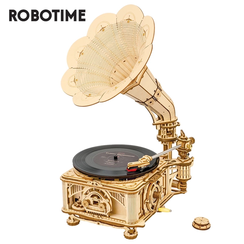 Puzzle en Bois 3D Gramophone Classique LKB01 – Élégance & Artisanat Puzzle en Bois 3D Gramophone Classique LKB01 – Élégance & Artisanat