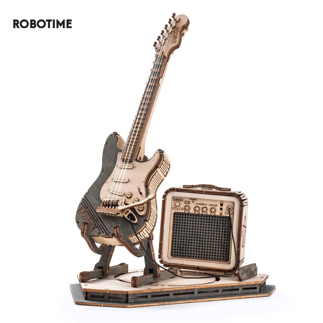 Puzzle Bois Guitare Électrique 3D – Élégance artisanale Puzzle Bois Guitare Électrique 3D – Élégance artisanale
