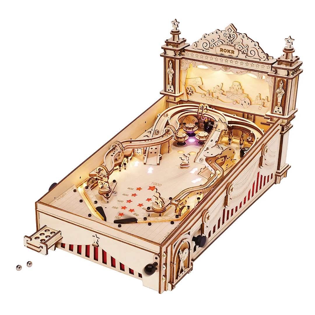 Puzzle en bois 3D Pinball Classique – Défi unique ROKR Puzzle en bois 3D Pinball Classique – Défi unique ROKR