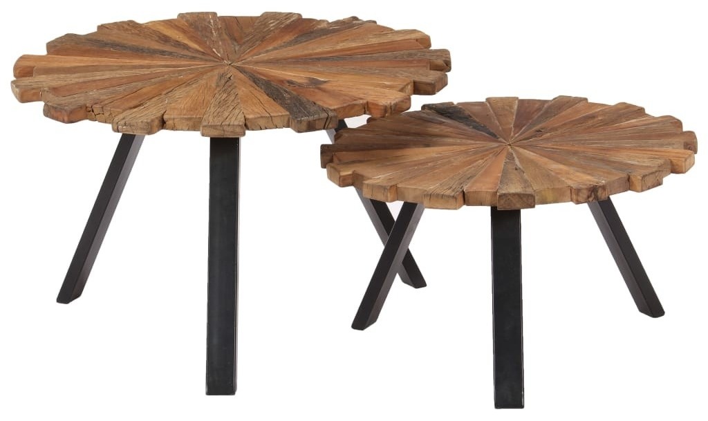 Table basse en traverses de bois massif - 2 pcs - Bois Royal